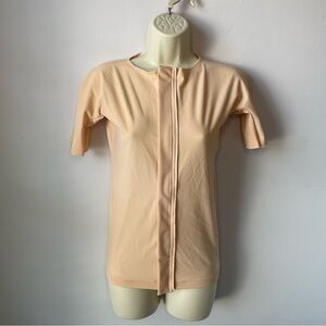 Medical Z Tan Short Sleeve Post Surgery Compression Zip Up Top Size 8